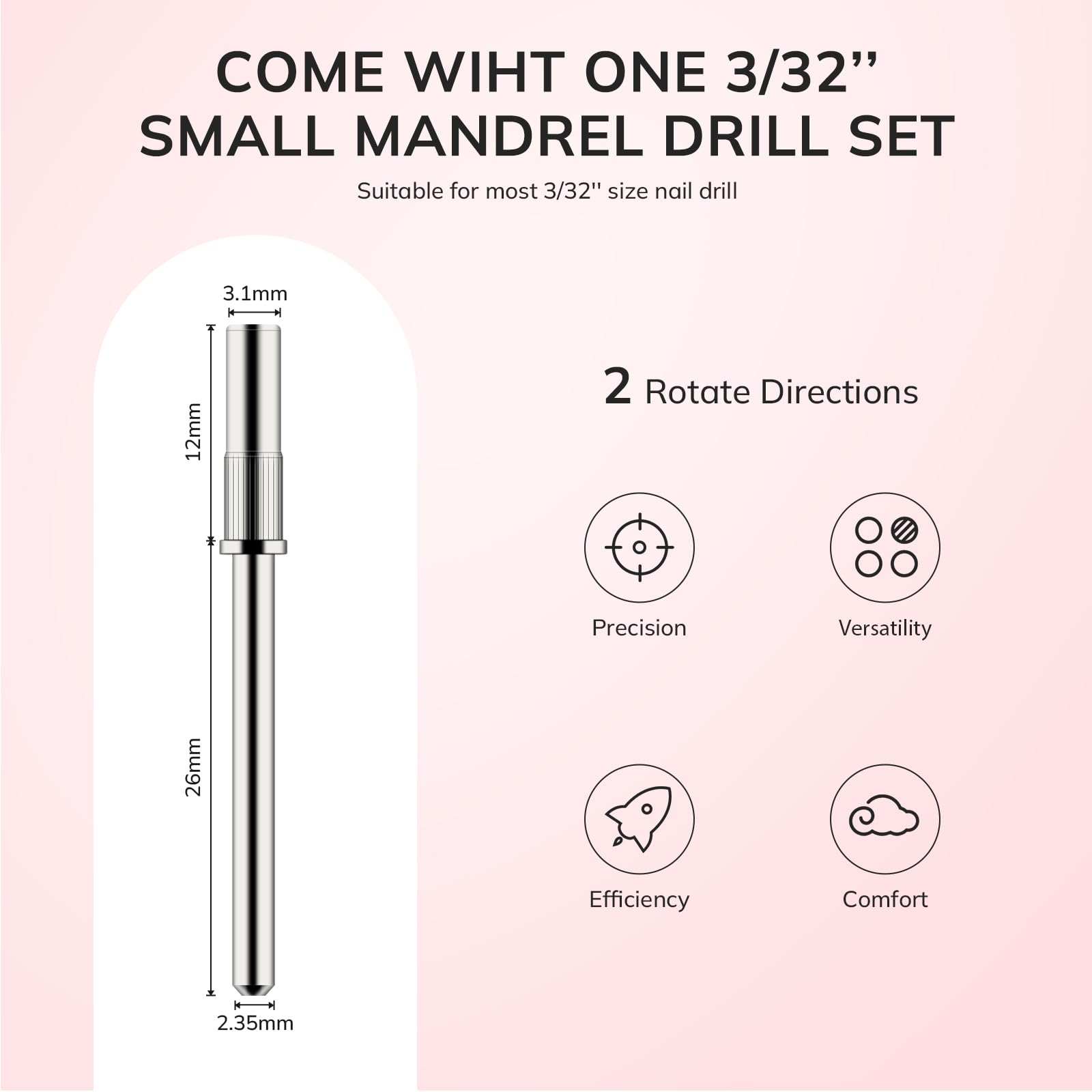 Lavinda 80 Piece Small Sanding Bands Nail Drill Bit, Fine Sanding Bands for Nail Drill with 3.1mm Mandrel Bit for Acrylic Nails Gel Removing Shaping Polishing Nail Salon Use (180 Grit, Pink)